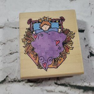 STAMPINGTON AND CO LITTLE LIL KING BOY BABY IN A MANGER WOOD MOUNT Rubber Stamp